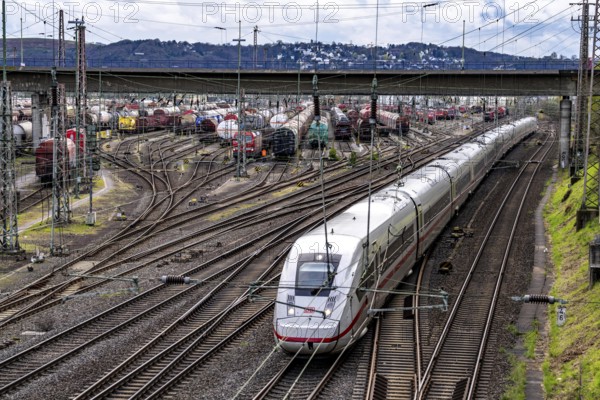 ICE train at Hagen-Vorhalle marshalling yard, one of the 9 largest in Germany, located on the