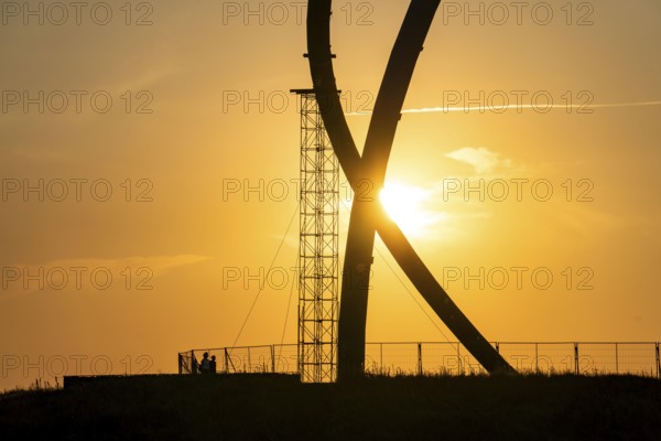The horizontal observatory on the Hoheward spoil tip, at sunset, landscape park, North
