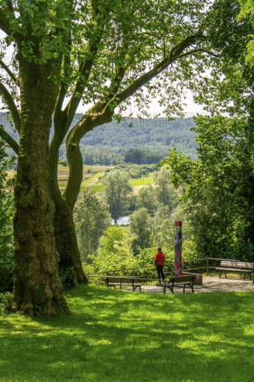 Stadtgarten Steele, viewpoint Essener Aussichten, into the Ruhr Valley to Essen-Überruhr, Essen