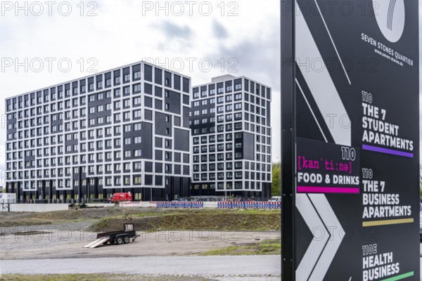 The Seven-Stones Quartier in Bochum, a campus with student flats, business flats, office space,