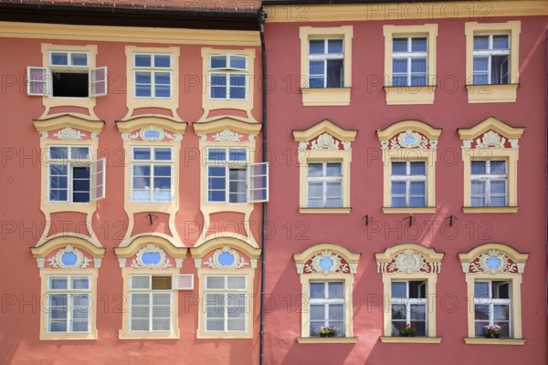 Former Jewish merchants' houses on the market square in Cheb, Cheb, Egerland, Czech Republic, Czech