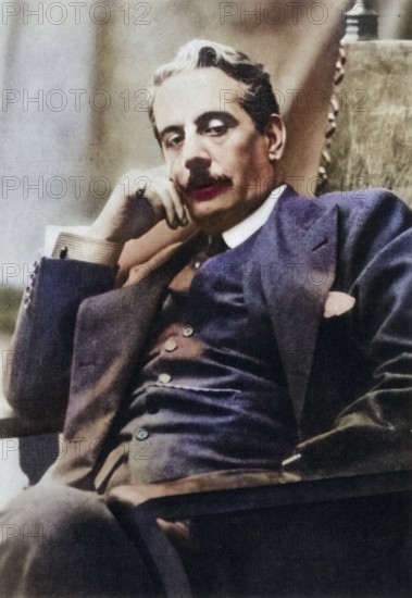 Giacomo Puccini (1858-1924) in 1910, Italian composer, mainly opera composer. After a photograph,