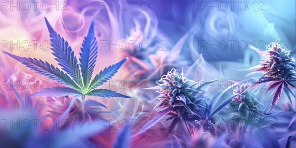 Abstract painting symbolizing the tranquil impact of cannabis in swirling soft pastel hues, AI