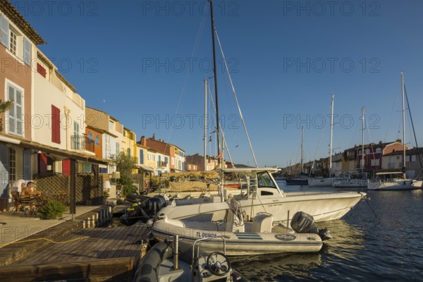 Panorama, Sunset, Port Grimaud, Bay of St. Tropez, Département Var, Cote d'Azur,