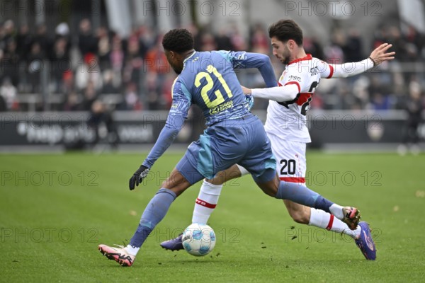 Duel, action Loenidas Stergiou VfB Stuttgart (20) against Chuba Akpom Ajax Amsterdam (21)