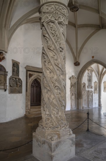 Ornaments on a column in the late Gothic mortuary, burial place of the cathedral canons,