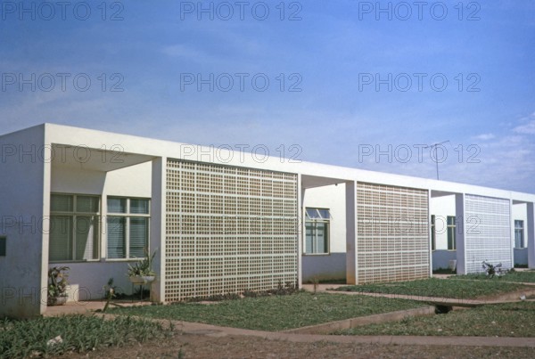Facades of residential buildings in neighbourhood units capital Brasilia, Federal District, Brazil