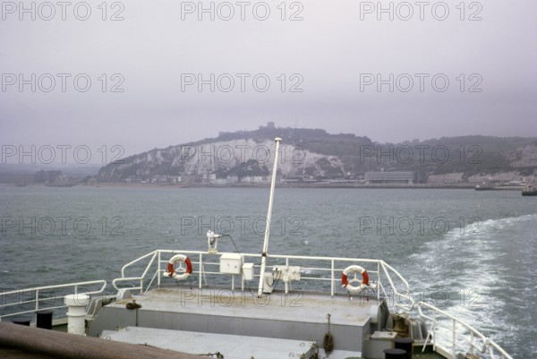 Canal ferry Compagne leaves Dover, Kent, England on a cloudy day in 1970