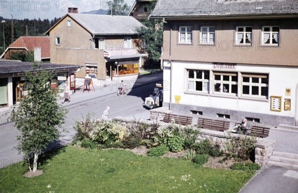 Shops and services in the village centre of Hinterzarten, Baden-Württemberg, Germany, Europe, 1959,