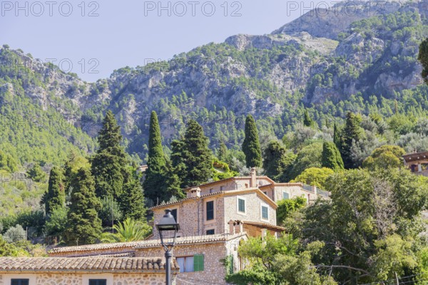 View of Deia village, Deia, Mallorca, Balearic Islands, Spain, Europe
