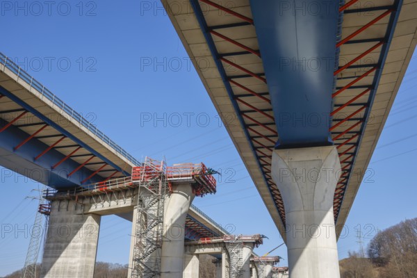 Hagen, North Rhine-Westphalia, Germany - New construction of the A45 Lennetal motorway bridge, the
