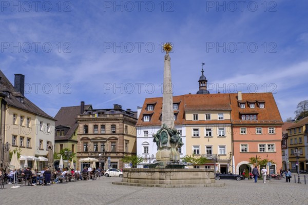 Luitpold Fountain on the market square, Kulmbach, Upper Franconia, Bavaria, Germany, Europe