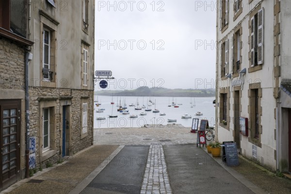 Douarnenez, Brittany, France - Alley at the harbour Port de Rosmeur in the picturesque harbour town