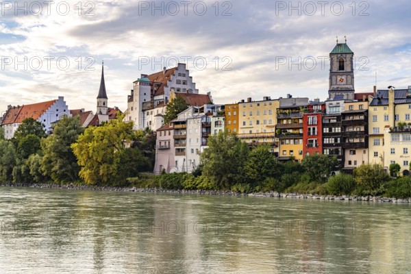 Town view moated castle am Inn, Bavaria, Germany, Europe