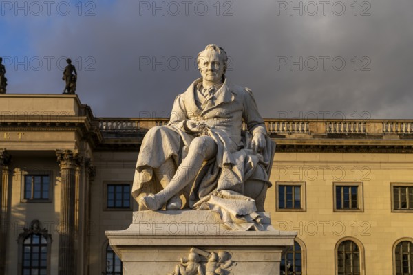 The monument to Alexander von Humboldt in front of the Humboldt University, Berlin, Germany, Europe