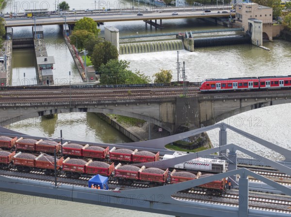 Load test on the Neckar Bridge, aerial view. Due to the unusual design, dimensional checks are