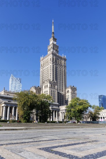 Palace of Culture building in the city centre in Warsaw, Poland, Europe