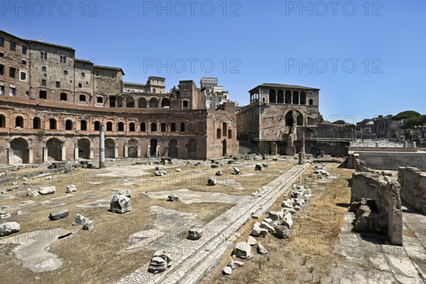 View of historic Traian's Forum Forum of Traian Foro Traiano from antiquity with building in