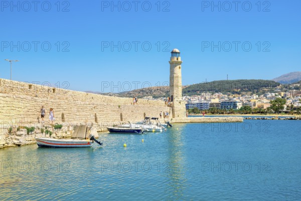 Venetian lighthouse, Rethymno, Crete, Greek Islands, Greece, Europe
