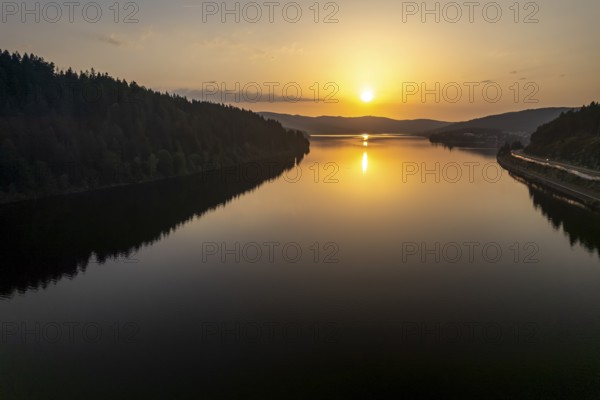 Sunset at the Schluchsee reservoir, Black Forest, Baden-Württemberg, Germany, Europe