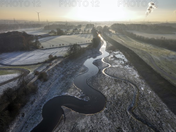 Recklinghausen, Castrop-Rauxel, North Rhine-Westphalia, Germany, winter landscape, EMSCHERLAND