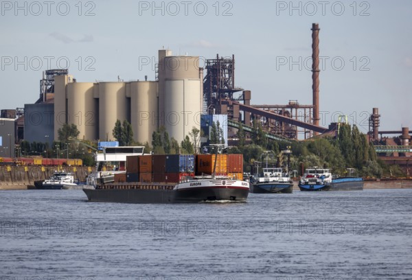 Duisburg, North Rhine-Westphalia, Germany, freighter at the southern harbour, Holcim cement works