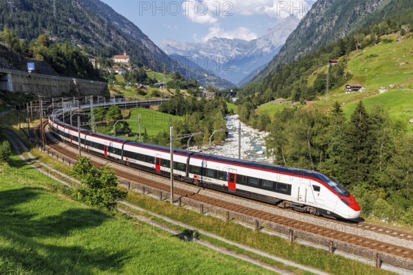 Railway passenger train type Stadler Giruno of the Swiss Federal Railways SBB on the Gotthard