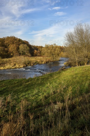10.11.2021, Datteln, North Rhine-Westphalia, Germany - Lippe, river and floodplain development of