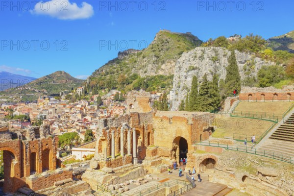 The Greek theatre, Taormina, Sicily, Italy, Europe