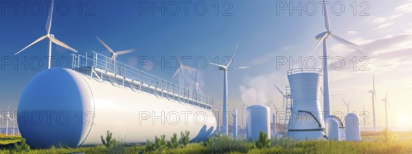 Hydrogen project pipeline bringing clean green ecologic energy, AI generated