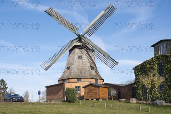 Town windmill, Galerie-Holländer, Malchow, island town, Mecklenburg Lake District, Mecklenburg,