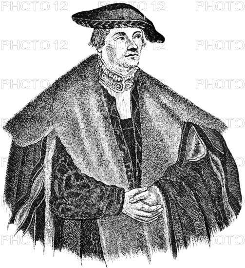 Georg Spalatin (1484-1545) after a painting by Cranach, portrait, German humanist and reformer,