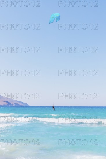 Kitesurfing, Episkopi beach, Rethymno, Crete, Greek Islands, Greece, Europe