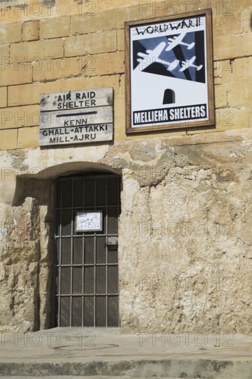 Second world war 1940s air raid shelters, Mellieha, Malta, Europe