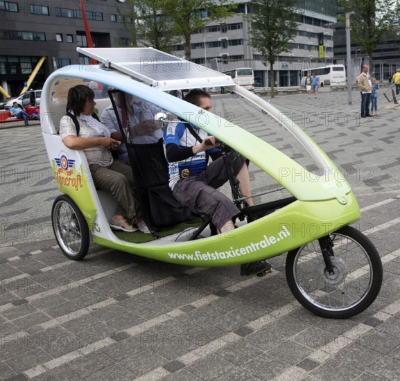 Pedal and solar powered taxi vehicle Rotterdam, Netherlands