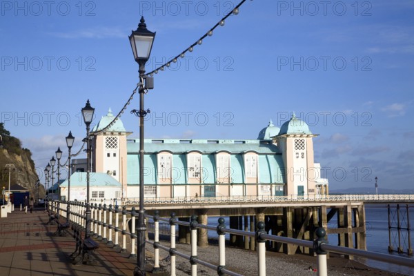 Promenade, pier and beach in winter, Penarth, Wales, United Kingdom, Europe