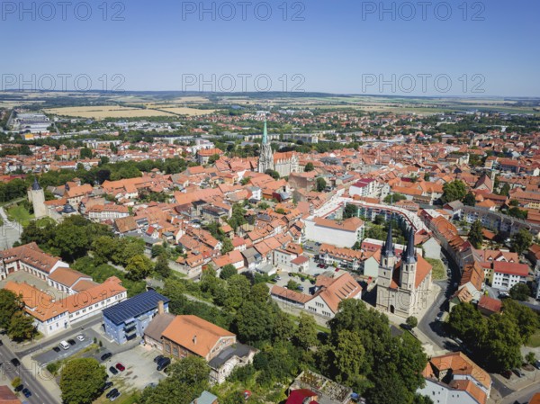 A bird's eye view of the old town centre of Mühlhausen