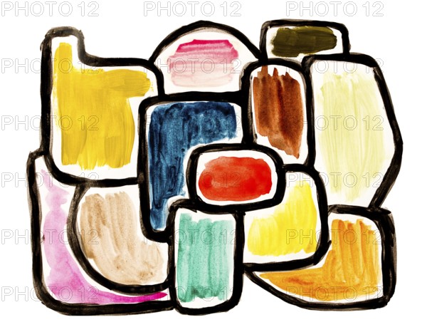 Abstract background, on white background, drawing, gouache, watercolor paint
