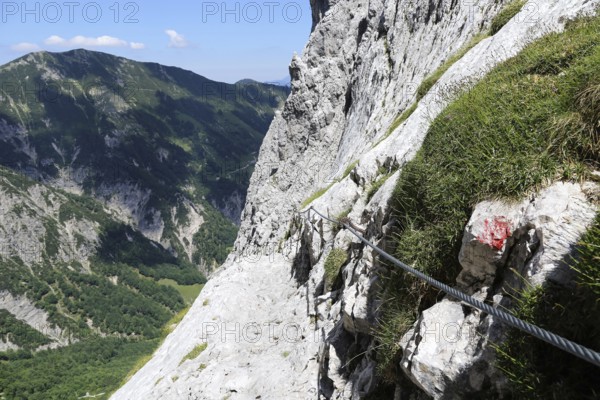 The Eggersteig in Tyrol, well-known hiking route and via ferrata in the Kaiser Mountains (Wilder
