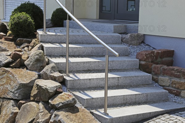 Modern block staircase in the exterior of a residential building