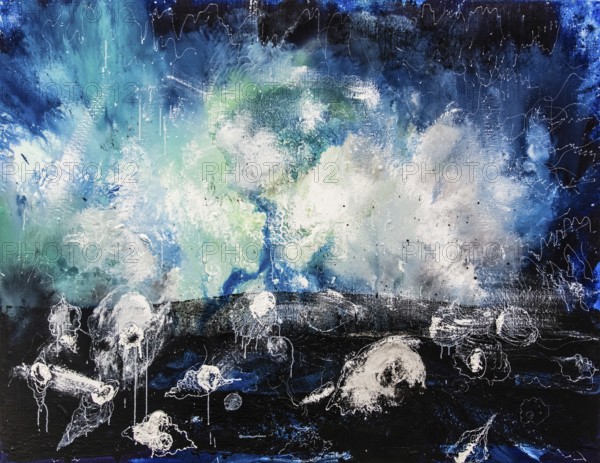 Golagoth, 2023, mixed media on canvas, exhibition Miquel Barcelo, Vida y Muerte, Museum