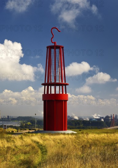Artwork Geleucht, artist Otto Piene, Rheinpreussen slagheap, Moers, Ruhr area, North