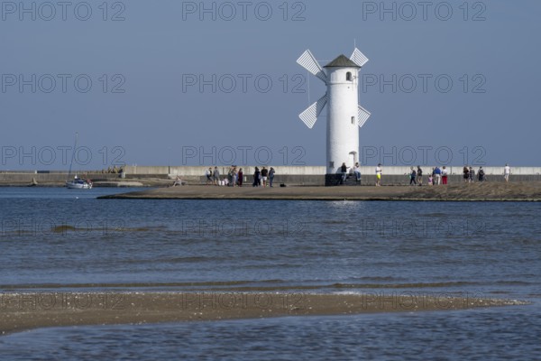 Mill beacon on the pier, Swinemünde, Usedom Island, Baltic Sea, Poland, Europe