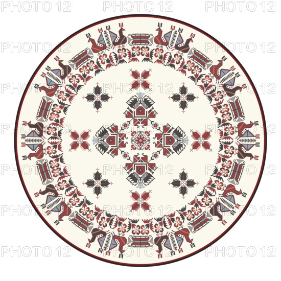 Traditional Bulgarian embroidery design element over white background