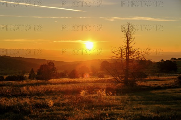 Sunrise, Hochrhönstraße, near Schwabenhimmel, UNESCO Biosphere Reserve, near Hausen, Rhön, Bavarian
