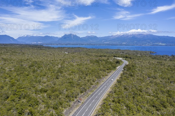 Road along lake Lago Llanquihue north of Ensenada, Los Lagos region, Chile, South America