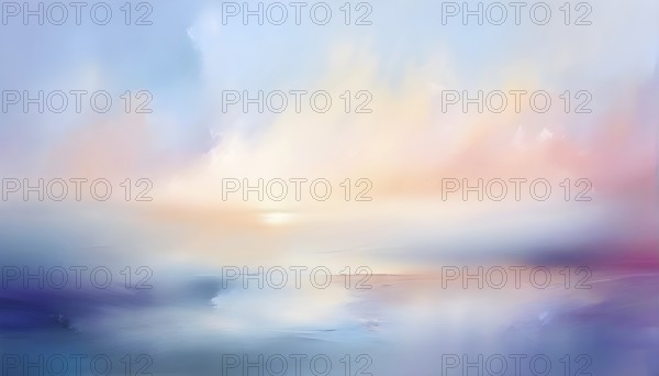 Abstract horizon line with layers of soft, pastel colors rising and falling, creating a soothing