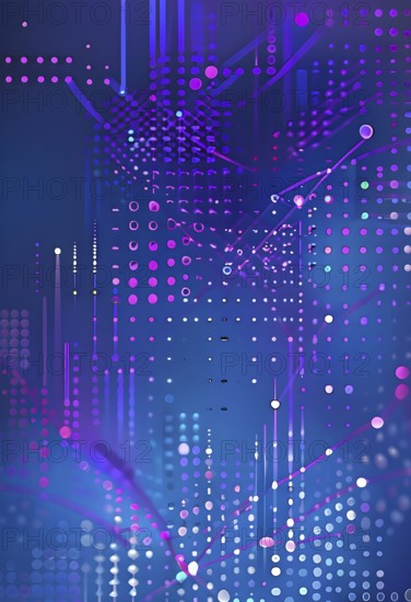 Artificial intelligence, lines, dots and pattern, vibrant blue and purple hues, abstract wallpaper