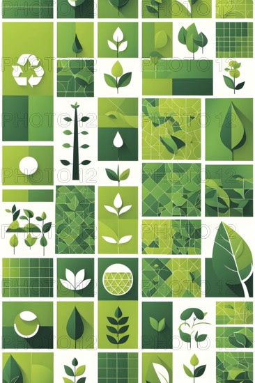 Abstract wallpaper with vector green eco friendly grid ornament symbolizing sustainability, AI