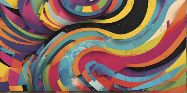 Pop art styled music album illustration featuring abstract crayon patterns and erratic lines in